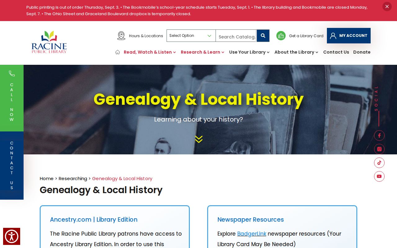 Racine Public Library genealogy and local history resources for resident directories