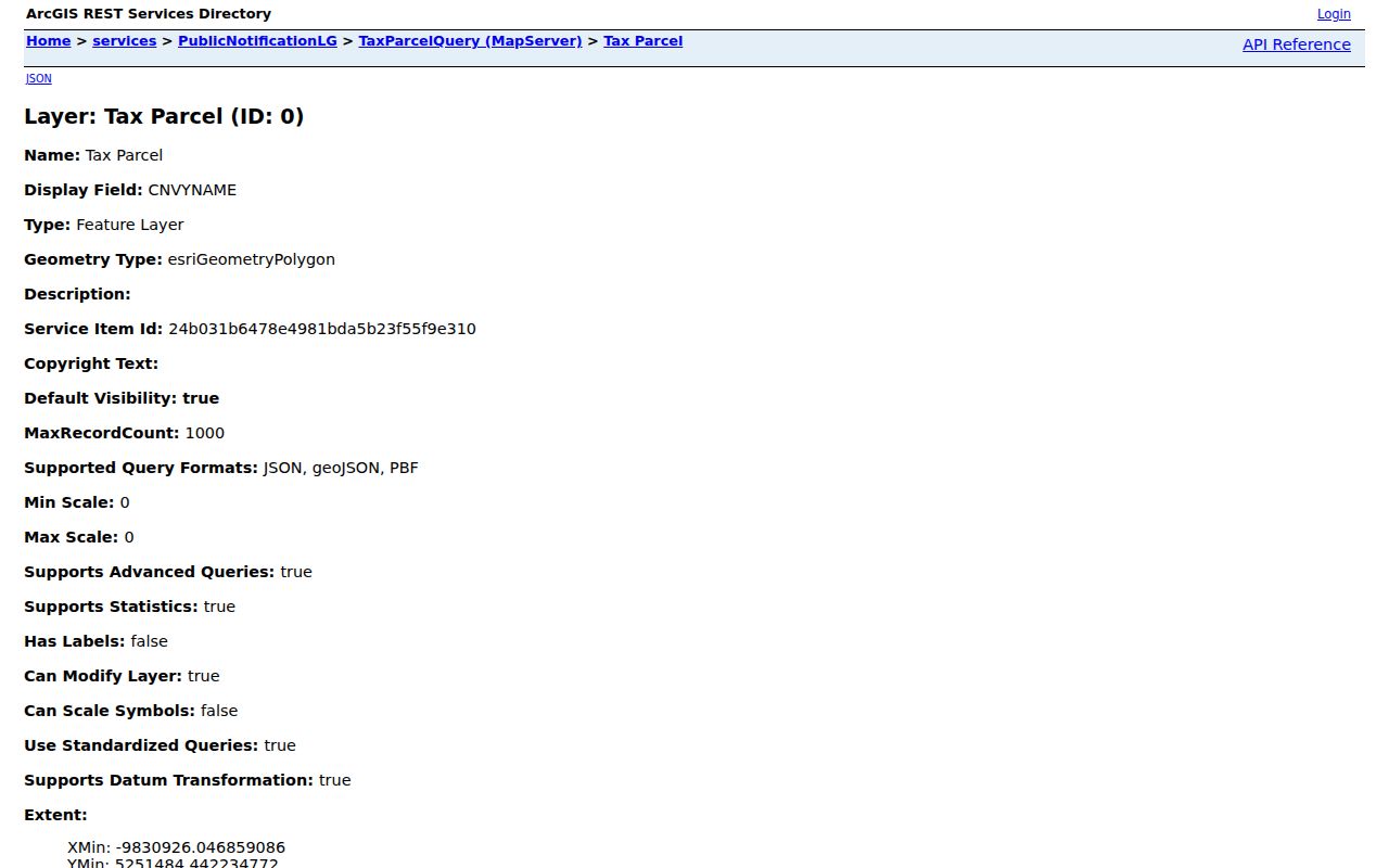 Racine County tax parcel query layer used for resident address research
